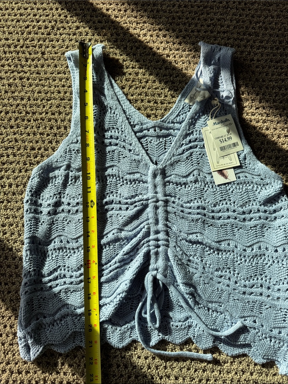 NWT Jessica Simpson Cornflower Blue Knit Drawstring Crop Top! 🩵🩵🩵 - Picture 6 of 6
